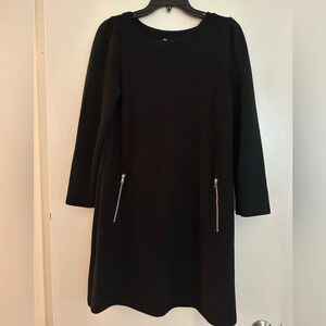 Small Gap Long Sleeve Black Dress with Zipper Pockets